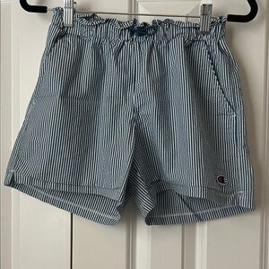 Champion Navy and White Seersucker Drawstring Shorts
